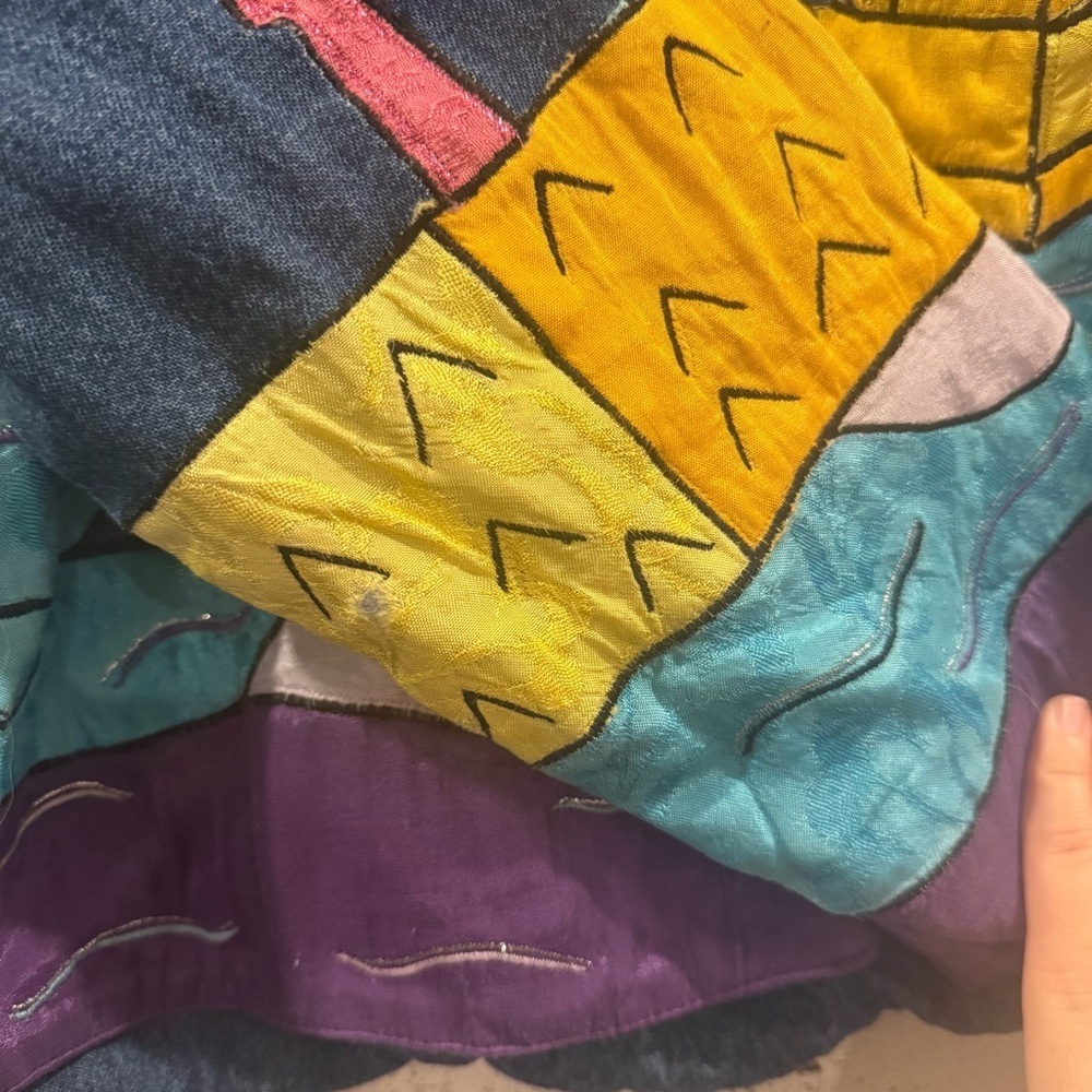Vtg Kaktus USA Art to Wear Denim Jacket Applique Design Cotton Mix Size Small S - Picture 3 of 10